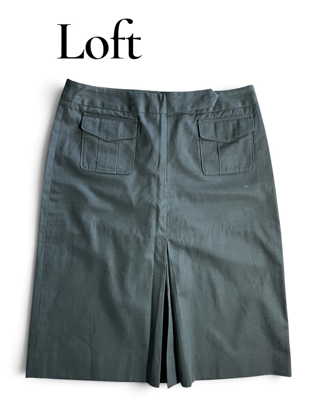LOFT Women's chocolate brown Pencil Skirt with Front Center Vent and Flap Pocket